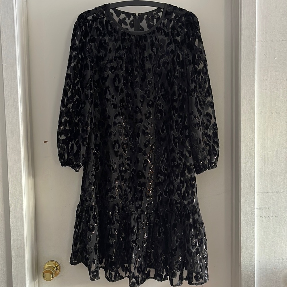NWOT J. Crew burned velvet leopard print sheer dress
